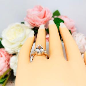 Lab White Sapphire Pear Ring Round Side Stones