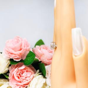 Lab White Sapphire Pear Ring Round Side Stones