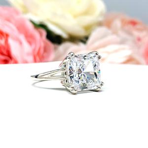 Princess Cubic Zirconia Statement Engagement Solitaire Ring