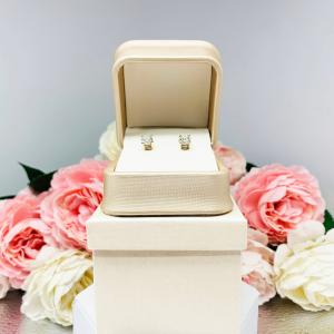 Earrings Gift Presentation Box - Shimmer champagne color - Includes ivory color outer box