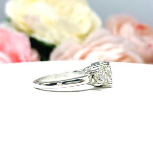 Round Near Colorless CZ Three Stone Engagement Ring