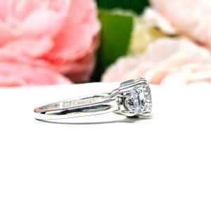 Round Cubic Zirconia Three Stone Engagement Ring