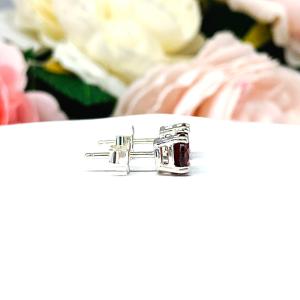 Round Natural Mozambique Garnet Stud Earrings January Birthstone