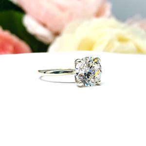 Round Near Colorless CZ Engagement Ring