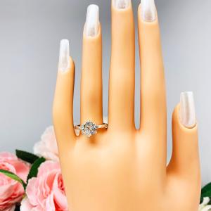 Round Near Colorless CZ 6 Prong Engagement Ring