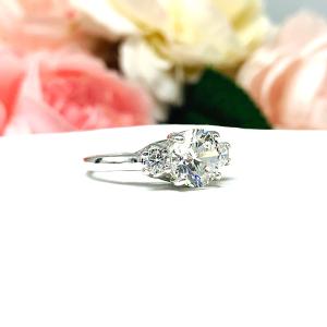 Round Cubic Zirconia Round Accents Engagement Ring