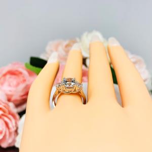 Round Cubic Zirconia Round Accents Engagement Ring