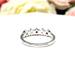 Lab Ruby CZ 3mm Round 5 Stone Ring