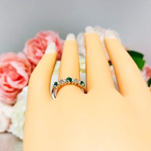 Lab Emerald 3mm Round Cubic Zirconia Five Stone Ring Size 7