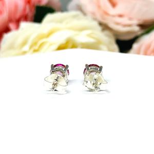 Round Mystic Pink Topaz Stud Earrings October Birthstone Alternative