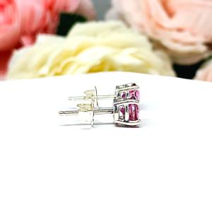 Round Mystic Pink Topaz Stud Earrings October Birthstone Alternative