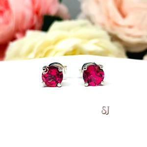 Round Mystic Pink Topaz Stud Earrings October Birthstone Alternative
