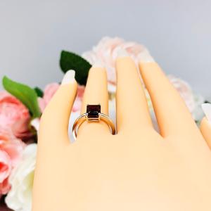 Natural Mozambique Garnet Emerald Cut Ring