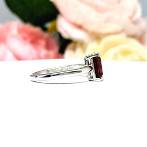 Natural Mozambique Garnet Emerald Cut Ring