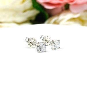 Round Cubic Zirconia Stud Earrings – 4.5mm-7mm, Sterling Silver, 10k Gold
