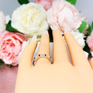 Lab Blue Sapphire CZ 2mm Round Stacking Wedding Band