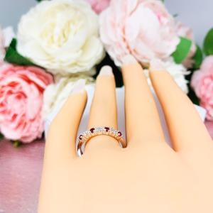 Lab Created Ruby CZ Round Wedding Band Stacking 2mm