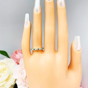 Lab Created Emerald CZ 2mm Round Wedding Band Stacking