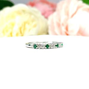 Lab Created Emerald CZ 2mm Round Wedding Band Stacking