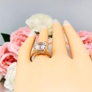 Princess Cubic Zirconia Statement Engagement Solitaire Ring