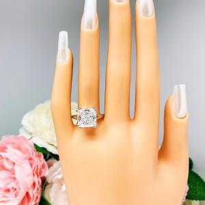 Princess Cubic Zirconia Statement Engagement Solitaire Ring