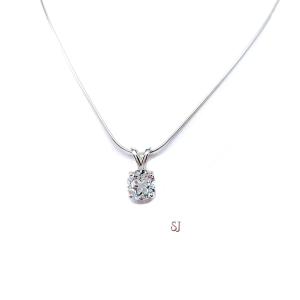 White Topaz Round Pendant Sterling Silver Necklace Natural