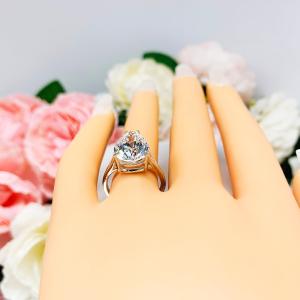 Pear Near Colorless Cubic Zirconia Split Shank Engagement Ring
