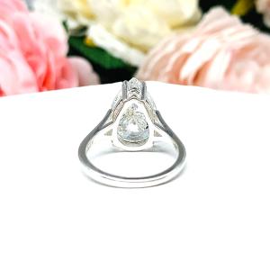 Pear Near Colorless Cubic Zirconia Split Shank Engagement Ring