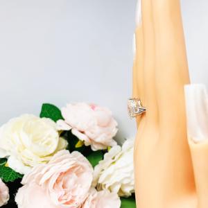 Pear Near Colorless Cubic Zirconia Split Shank Engagement Ring