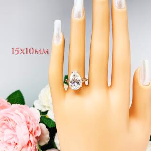 Pear Near Colorless Cubic Zirconia Split Shank Engagement Ring