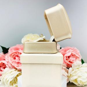 Earrings Gift Presentation Box - Shimmer champagne color - Includes ivory color outer box