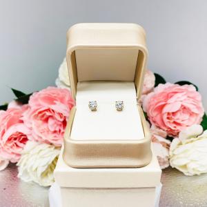 Earrings Gift Presentation Box - Shimmer champagne color - Includes ivory color outer box