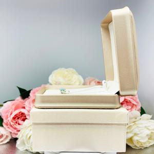 Pendant or Necklace Gift Presentation Box - Shimmer champagne color - Includes ivory color outer box