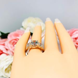 Round Near Colorless CZ Three Stone Engagement Ring