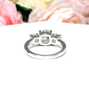 Round Near Colorless CZ Three Stone Engagement Ring