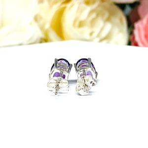 Natural African Amethyst Oval Stud Earrings February Birthstone