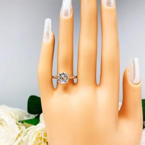Old European Cut 9mm CZ Split Prong Engagement Ring Near Colorless CZ
