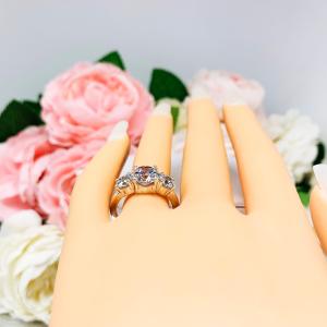 Round Cubic Zirconia Three Stone Engagement Ring