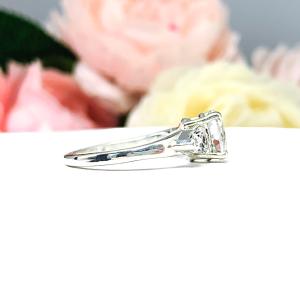 Natural White Topaz Round With Pear Side Stones Ring