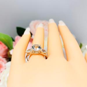 Natural White Topaz Round With Pear Side Stones Ring