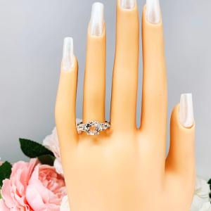 Natural White Topaz Round With Pear Side Stones Ring