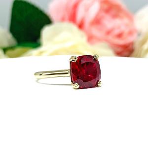 Lab Created Ruby Cushion Solitaire Ring