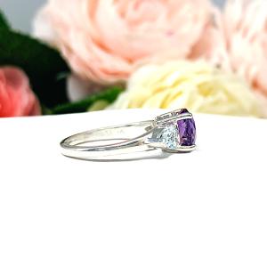 Natural Round Amethyst Aquamarine Pear Ring SIZE 6.75 FINAL SALE