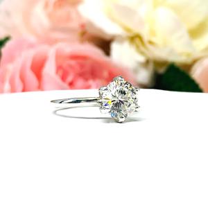 Round Near Colorless CZ 6 Prong Engagement Ring