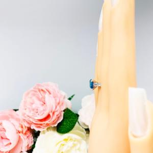 Asscher 8mm London Blue CZ Split Prong Ring