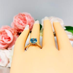 Old Mine Cut Swiss Blue 2 Carat CZ Ring