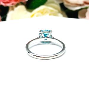 Old Mine Cut Swiss Blue 2 Carat CZ Ring