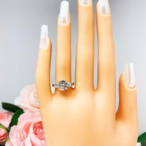 Round Cubic Zirconia Round Accents Engagement Ring