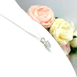 Oval CZ Pendant Sterling Silver Necklace Colorless Cubic Zirconia