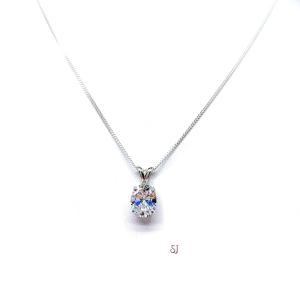 Oval CZ Pendant Sterling Silver Necklace Colorless Cubic Zirconia